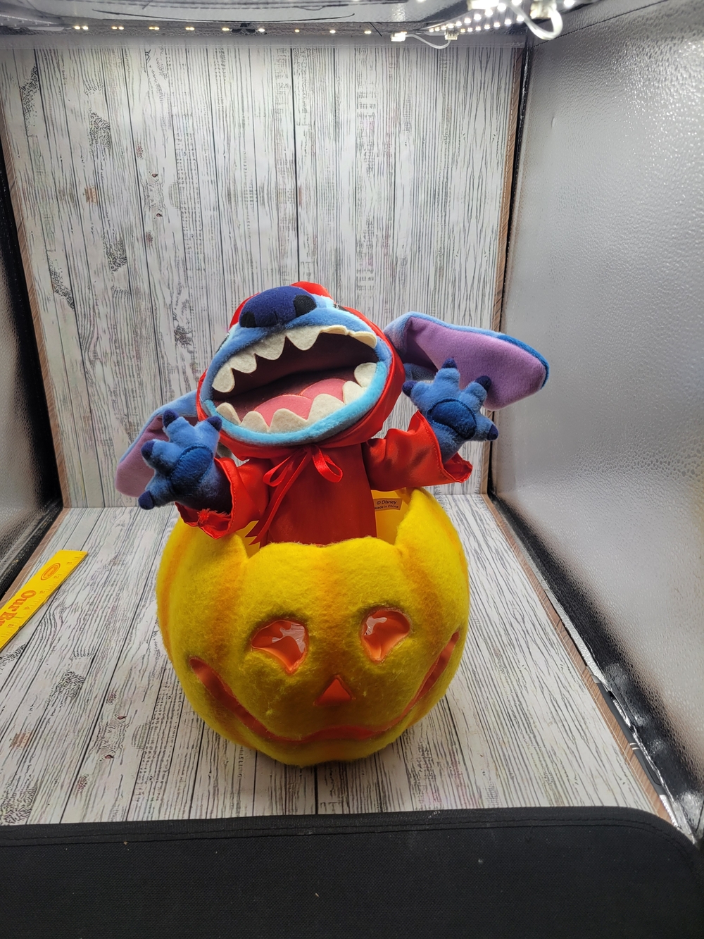 Disney Halloween Stitch In Fiber Optic Light Up Pumpkin